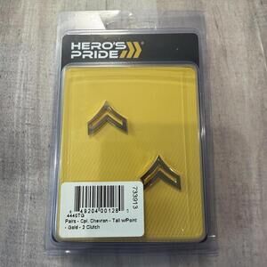 Heros Pride GOLD CPL Chevrons Tall/Pointy 2 Posts w/Clutch Back Pair 3/4" Wide